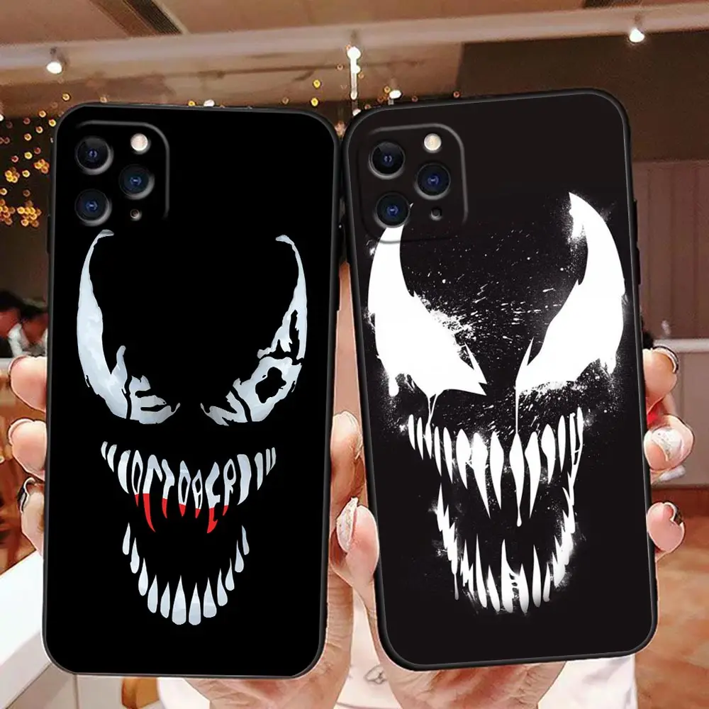 

Marvel Avengers Heros Venom Phone Case For Apple iPhone 14 13 12 11 Pro Max Mini 8 7 X XS XR SE Plus Black Soft Silicone Cover