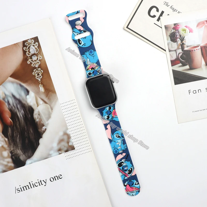 Ремешок для часов Disney с Микки стежком браслет Apple Watch Series 7 6 5 4 3 2 мультяшным