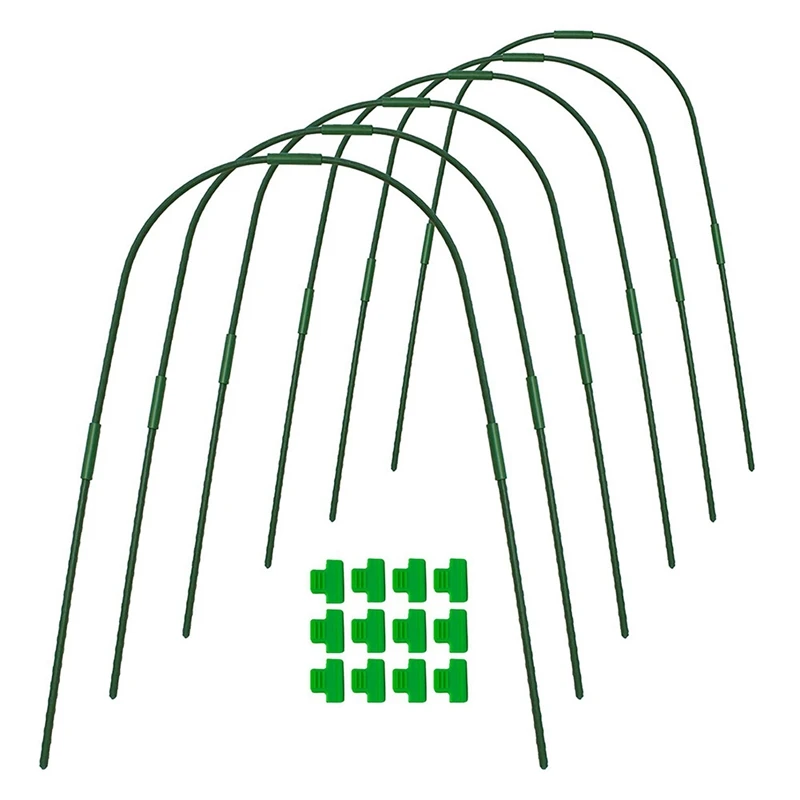 

Garden Hoops For Raised Beds,6Pcs 33X26 Inch Greenhouse Hoops With 12 Clips,Rustproof Steel Garden Hoops