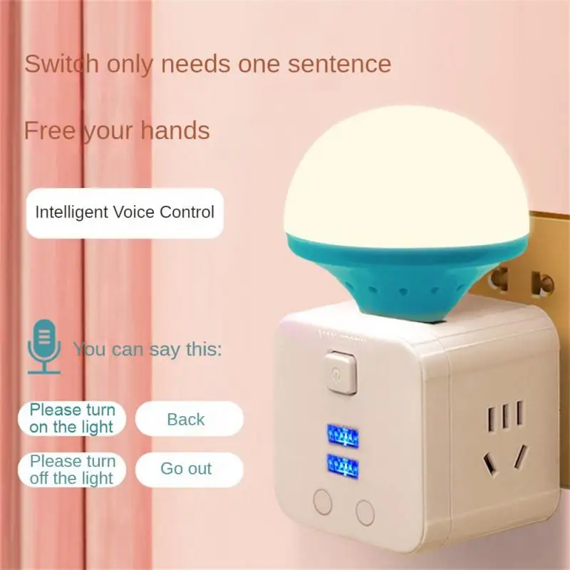 

Voice Lamp 7 Colors Change Light Voice Control Ai Durable Convenient Usb Voice Lamp Bedside Night Light Mushroom-shaped Usb Lamp