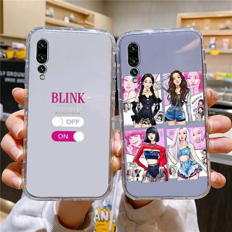 

B-BLACK-pink Kpop Phone Case For Xiaomi 11 Redmi Note 11pro5G 8T 9A 9S 12S K30 10T Pro Ultra K40pro Transparent Case