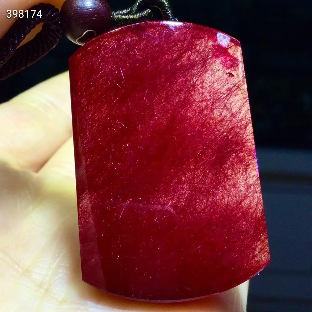 

Natural Red Rutilated Quartz Pendant Red Rutilated Rectangle 41*27*10mm Gemstone Brazil Waelthy Women Men Jewelry AAAAAA