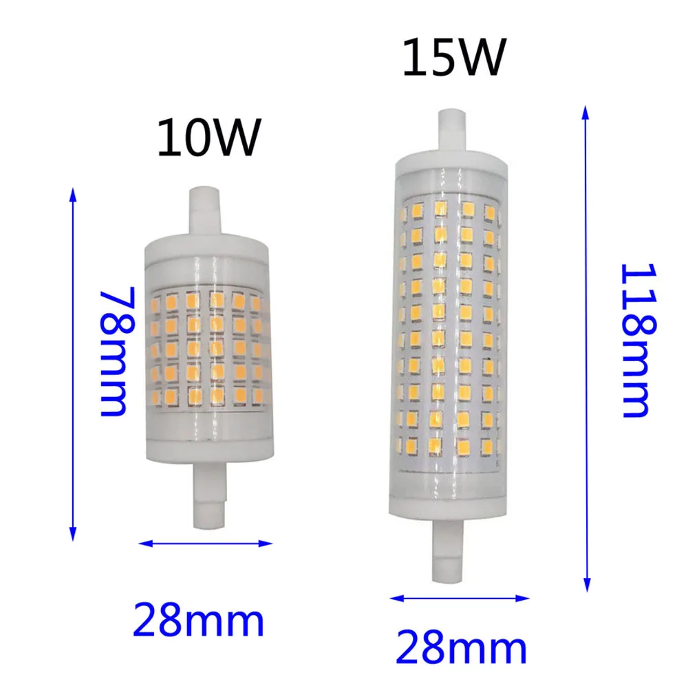 R7S 78mm 118mm Dimmable Super Bright Ceramics LED Flood Light 10W/15W 2835 SMD Replaces J78 J118 500W Halogen Lamp