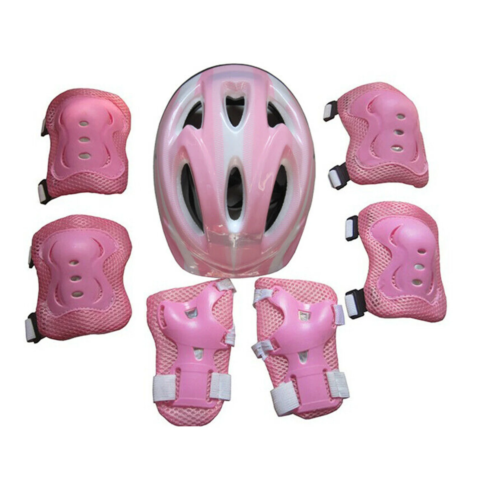 

7pcs Boys Girls Practical Protective Gear Set Safety Helmet Wrist Guards Shockproof Lightweight Roller Skating Elbow Knee Pads