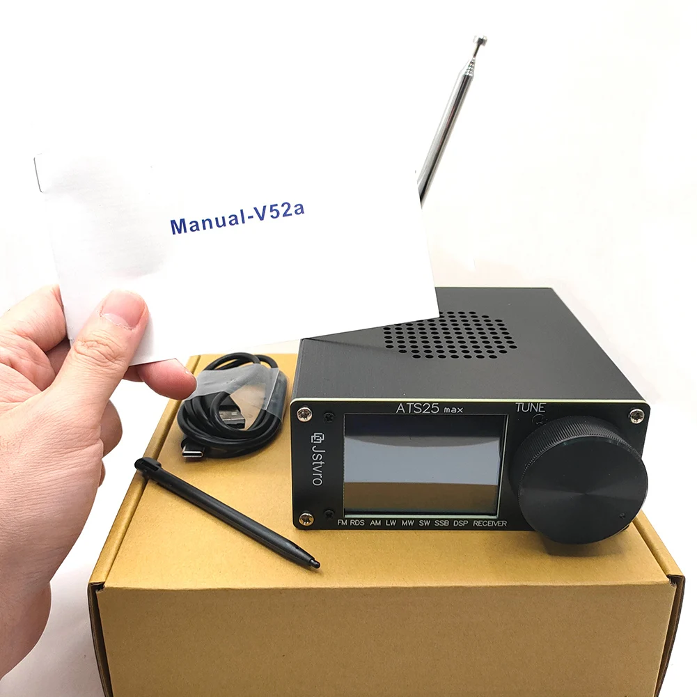 

ATS25 Full Band Radio Receiver Aluminum Alloy Max Si4732 Radio Recorder RDS MW SW SSB DSP with Antenna Portable Built in Battery