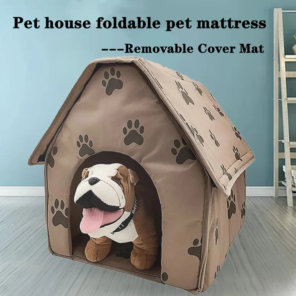 

Pet House Foldable Pet Mattress Kennel Portable Dog House Winter Warm Removable Cover Mat Pet Bed Tent Cat Puppy Kennel Dog Bed