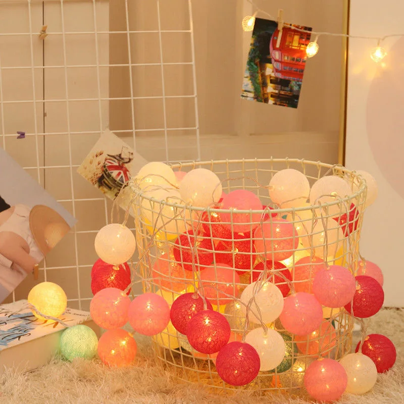 

String Lights Cotton Ball Lights Curtain Lights Outdoor Indoor Bedroom Window Decoration Christmas Tree Decoration Lights 1pc