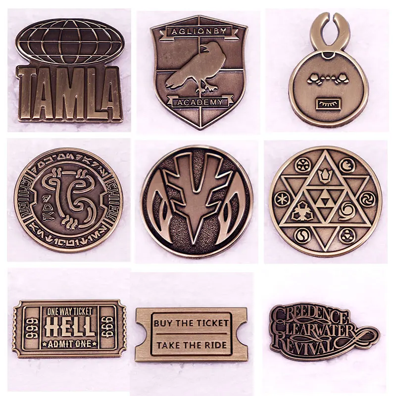 Круглая Винтажная брошь с узором руны металлический значок аксессуар круглая