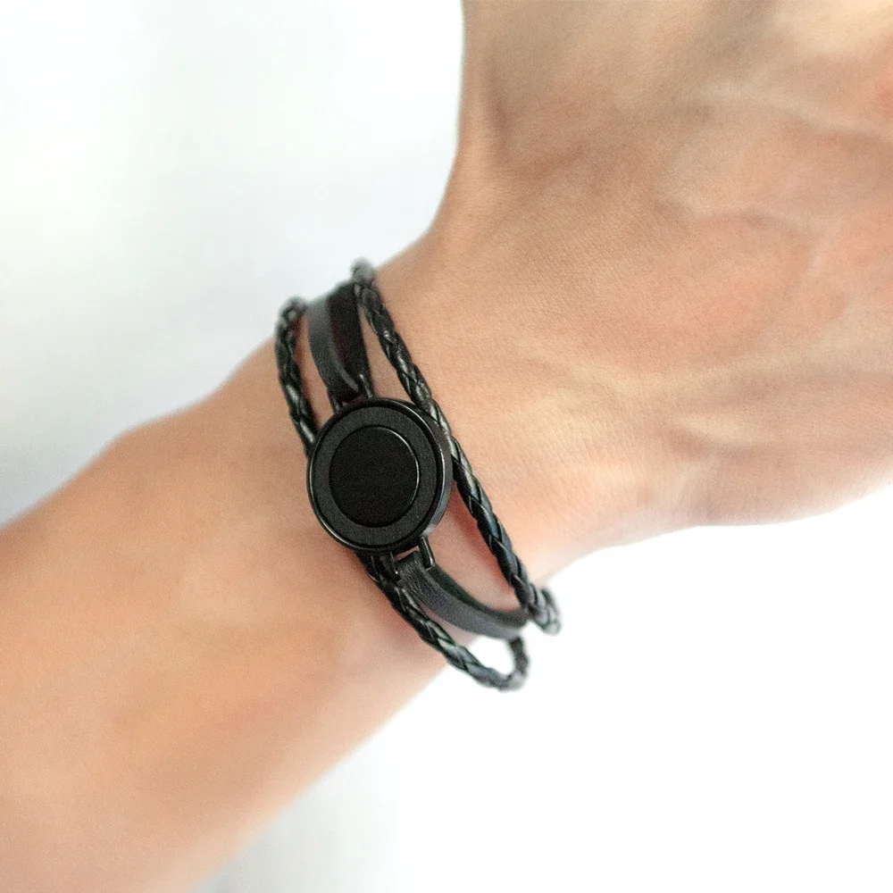 Классический черный коричневый мужской браслет из искусственной кожи