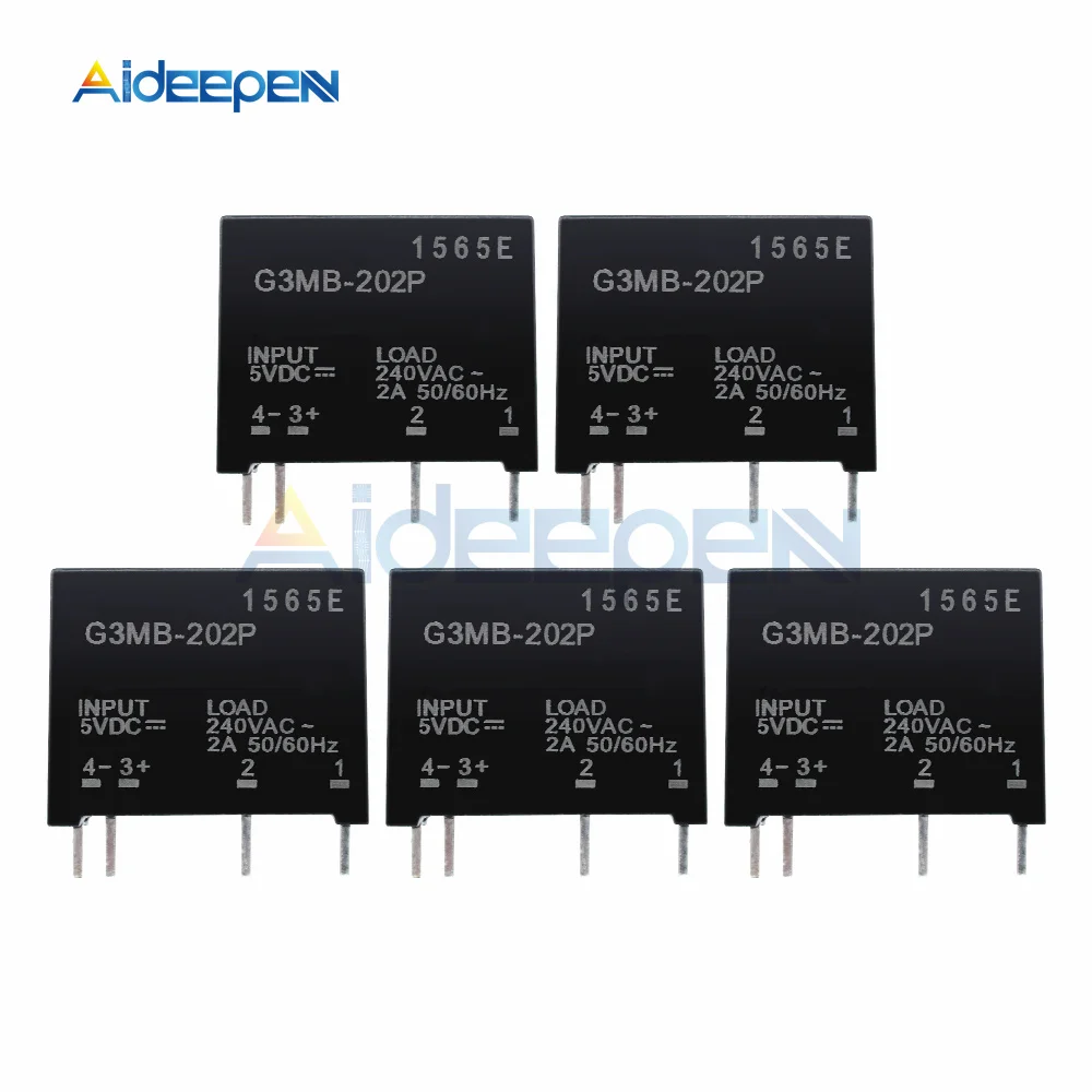 

5Pcs 5V 12V 24V DC-AC Solid State Relay Module G3MB-202P PCB SSR AC 240V 2A Snubber Circuit Resistor Relay Switch