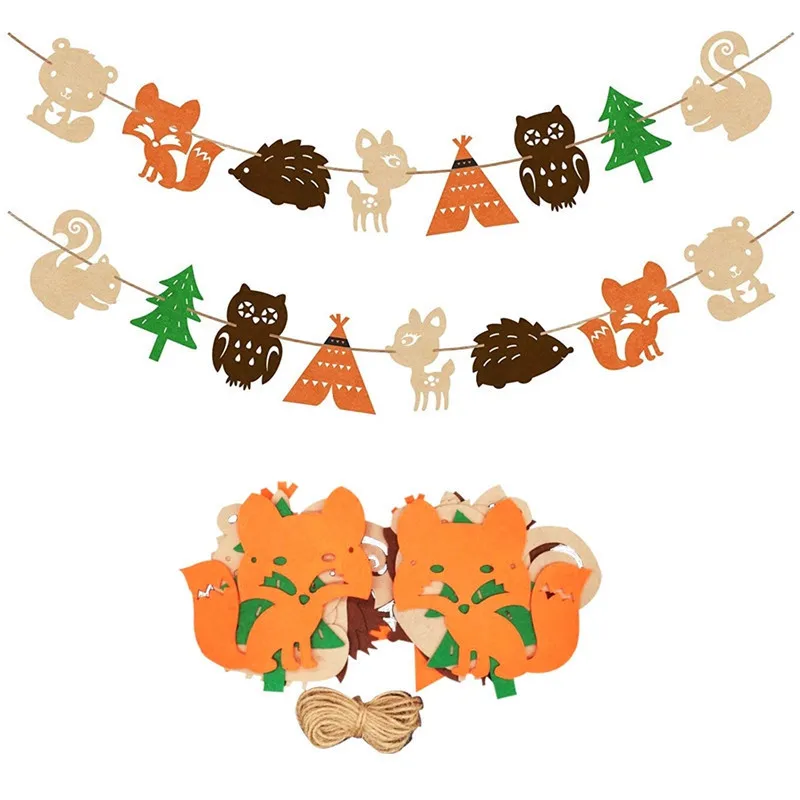 

16Pcs Cartoon Cute Animal Banner Bunting Forest Fox Squirrel Flag Paper Garland Children Baby Shower Birthday Party Decoration