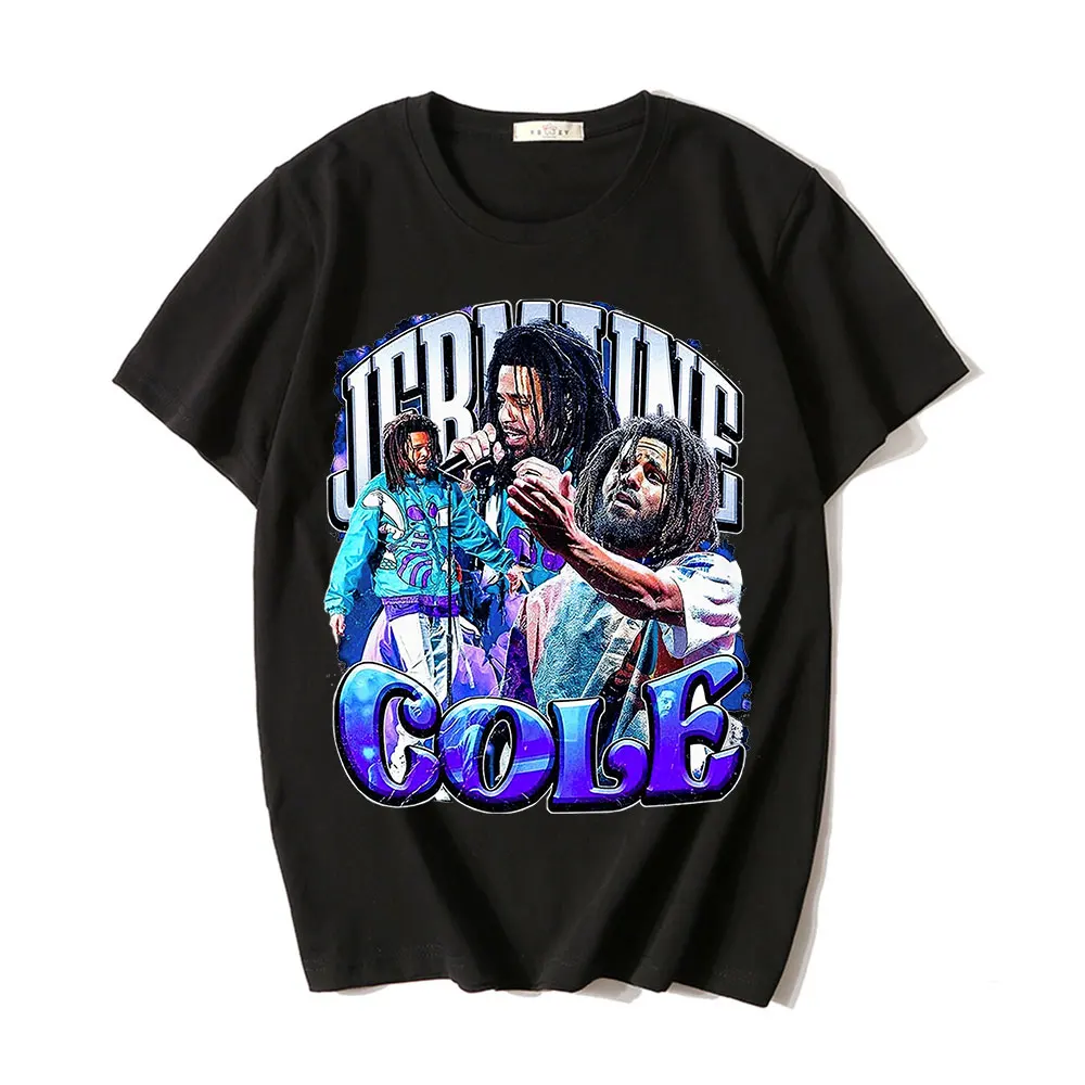 

Fashion Rapper J Cole Crooked Smile Graphic Print T-Shirt Harajuku Men Women Black Oversized Short Sleeve T-shirts Streetwear