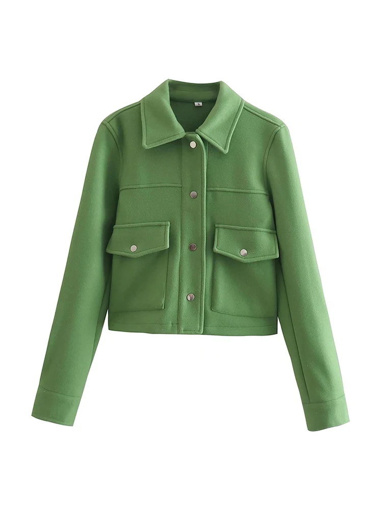 

YLJHQX 2022 New Women Soft Texture Coat Green Lapel Long Sleeve Top for Elegant Ladies