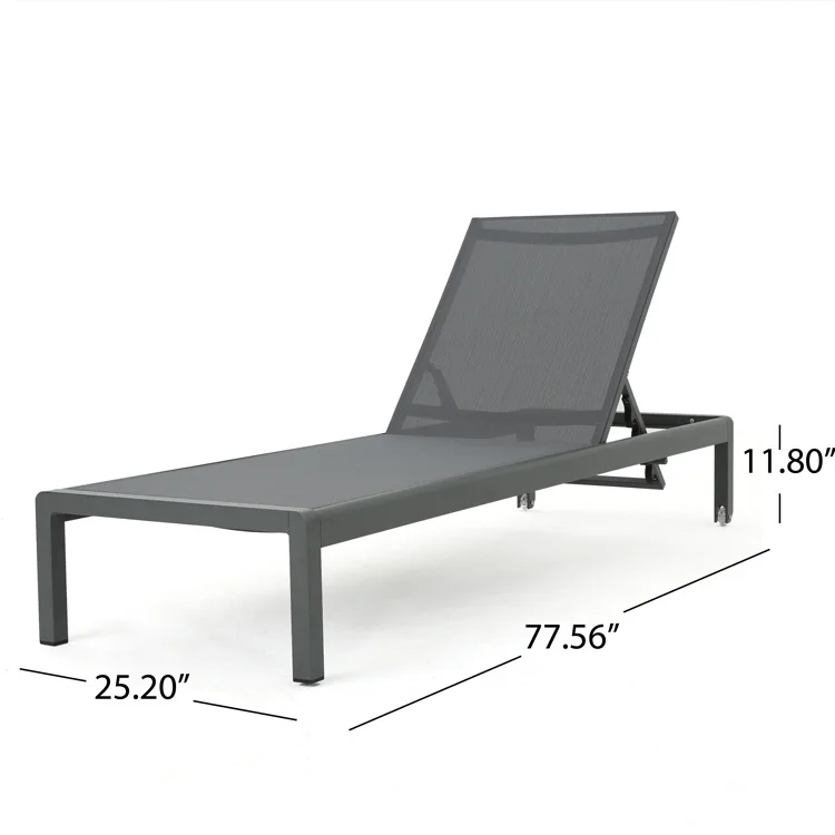 

Within US Outdoor Grey Aluminum Chaise with Dark Grey Mesh Seat