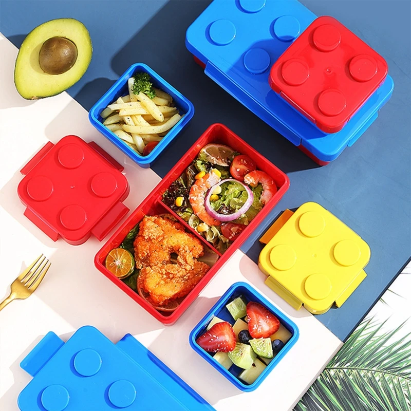 

Plastic Blocks Splicing Bento Box Sealed Leak-proof Food Storage Container Microwavable Portable School Office Lunchbox