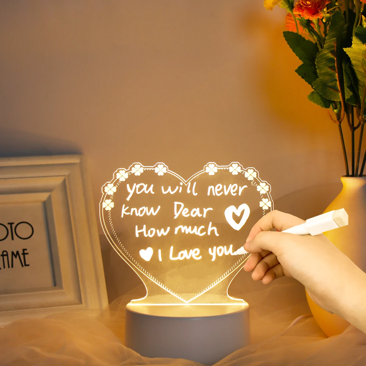 

Note Board Creative USB Led Night Light Valentine's Day Gift Decor Nightlights Girlfriend Birthday Gift Wedding Decor Night Lamp