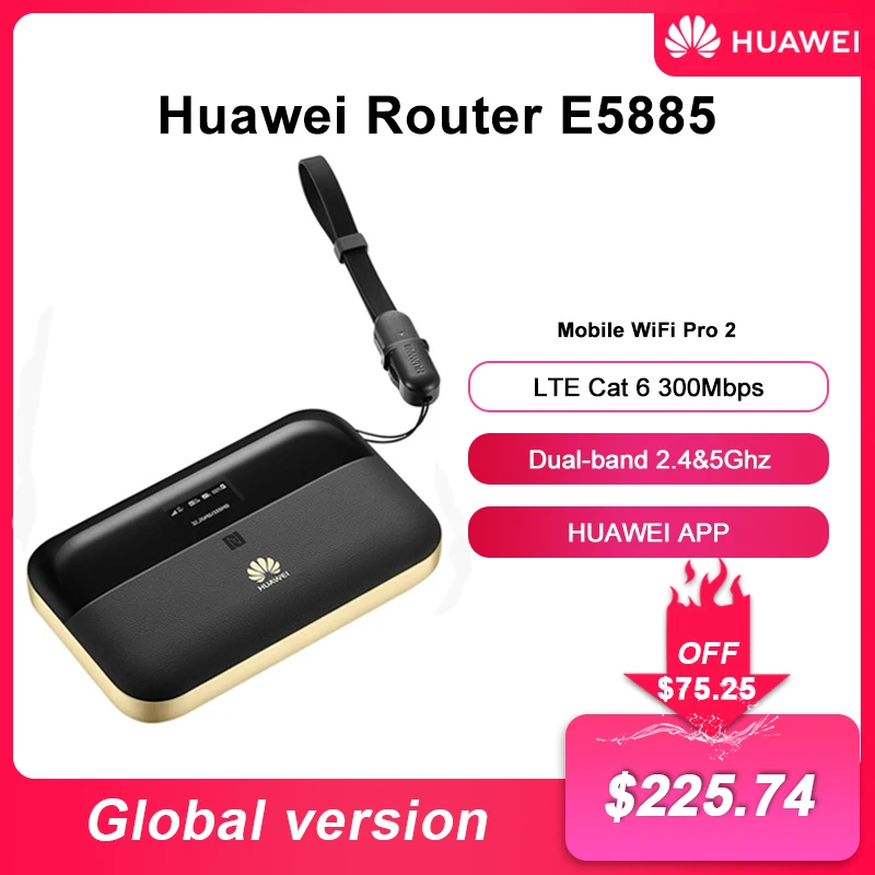 Original Huawei WiFi 2 Pro E5885 E5885Ls-93a Mobile Pocket WiFi Wireless Router with 6400mAh RJ45 Ethernet Port E5885