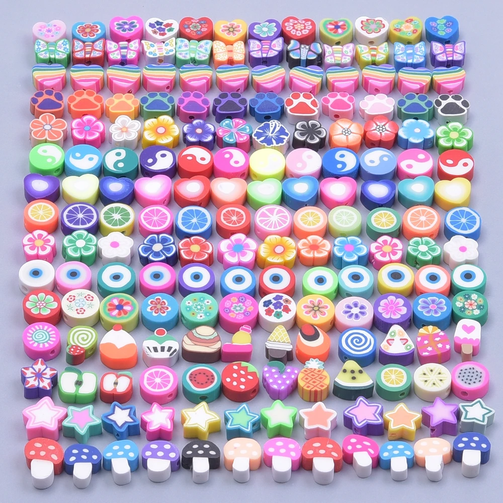 

50pcs/Lot Flower Heart Fruit Spacer Beads For Jewelry Making Supplies Mushroom Accessories Loose Bead Handmade Bracelets Anklets