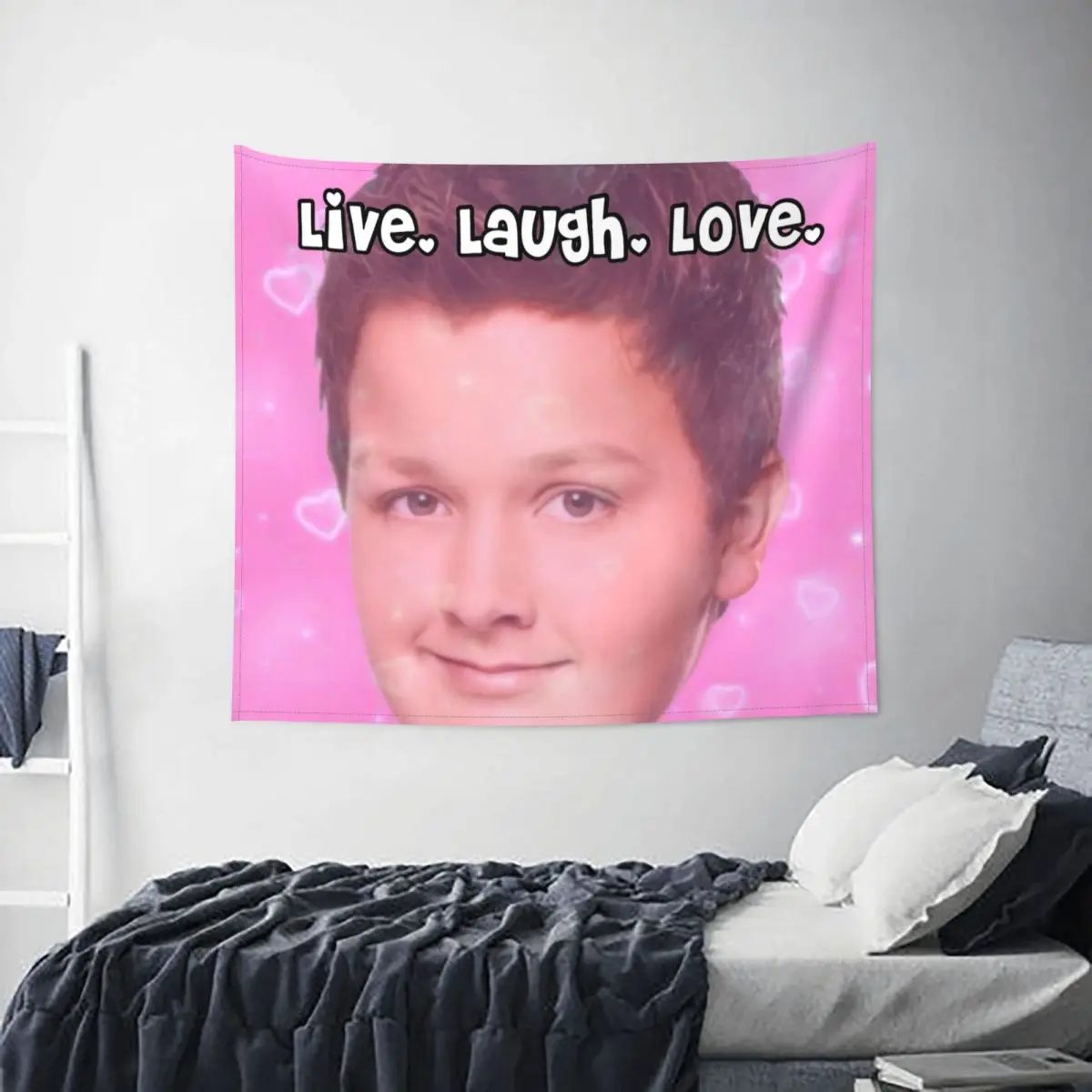 

Gibby Live Laugh Love Meme Tapestry Wall Hanging Hippie Polyester Tapestries Fantasy Wall Blanket Room Decor Wall Cloth