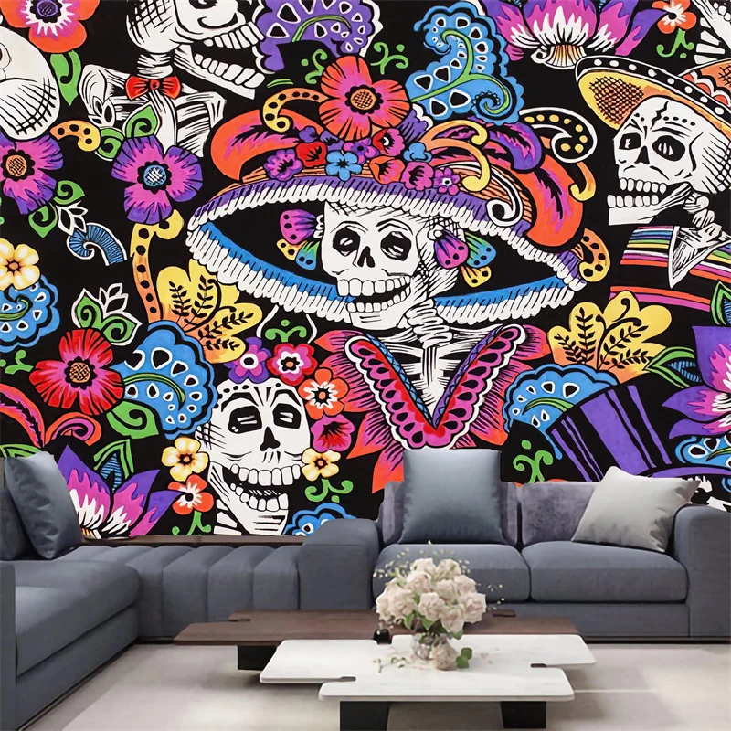

CRA Skull Tapestry Wall Background Hanging Tapestries Boho Decoration Home Hippie Witchcraft Big Size Cloth