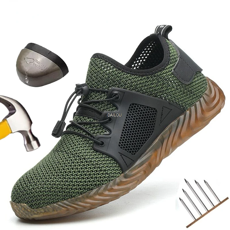 

2022 Safety Boots Men Steel Toe Shoes Men Safety Shoes Puncture-Proof Work Sneakers Lightweight Work Shoe Male Sneakers