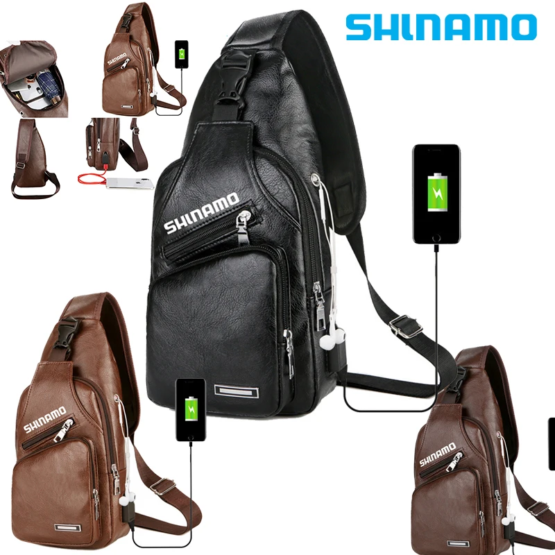 

2023 Waterproof Fishing Leather Roadster Bag Men's Multifunctional Hiking Riding Shoulder Chest Bag Adjustable Shoulder Strap