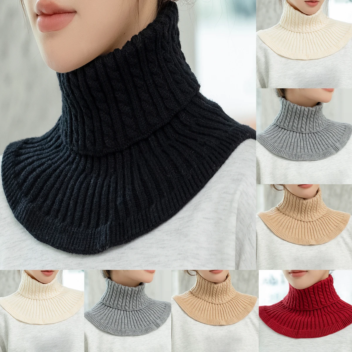 Съемный вязаный воротник-водолазка для женщин воротник-обманка теплый воротник