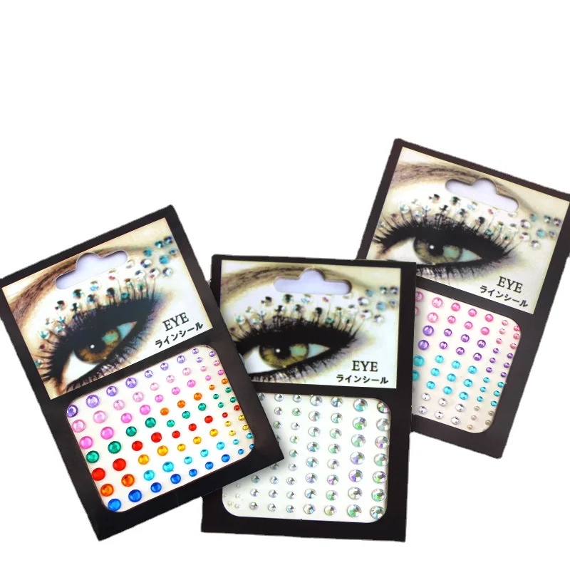 

6 цветов, тату-наклейка, блестящий бриллиантовый макияж, подводка для глаз, тени для век, наклейки Стразы для лица, ювелирные изделия, макияж ...