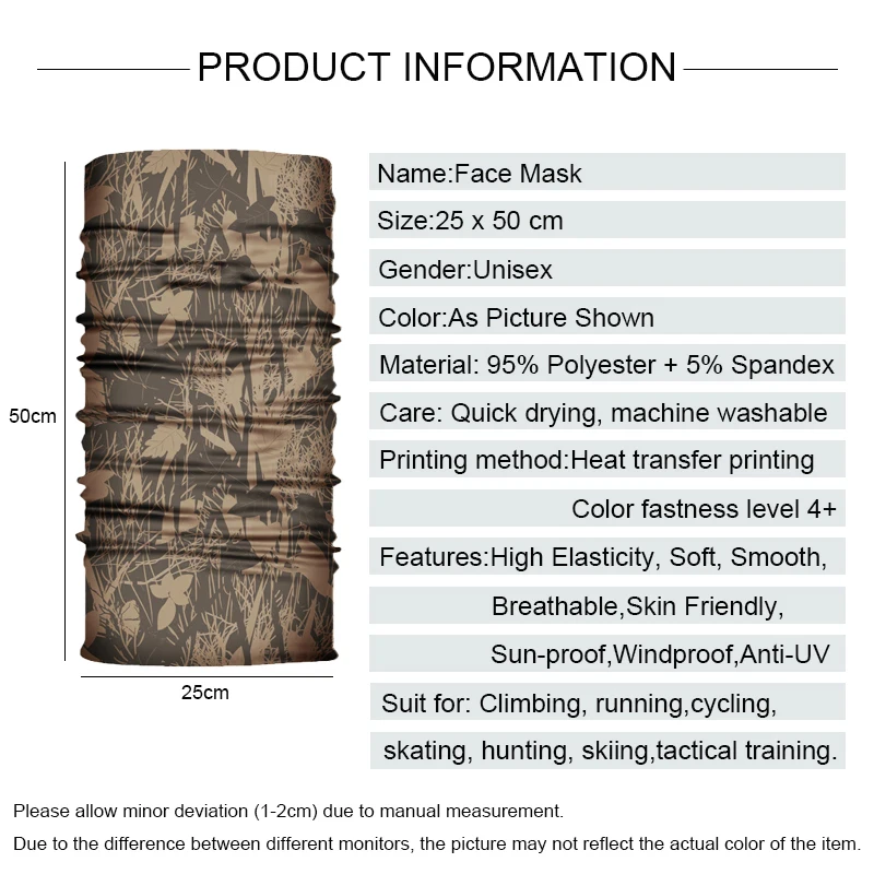 Камуфляжная велосипедная маска для лица незаметный шарф гетры шеи Мужская