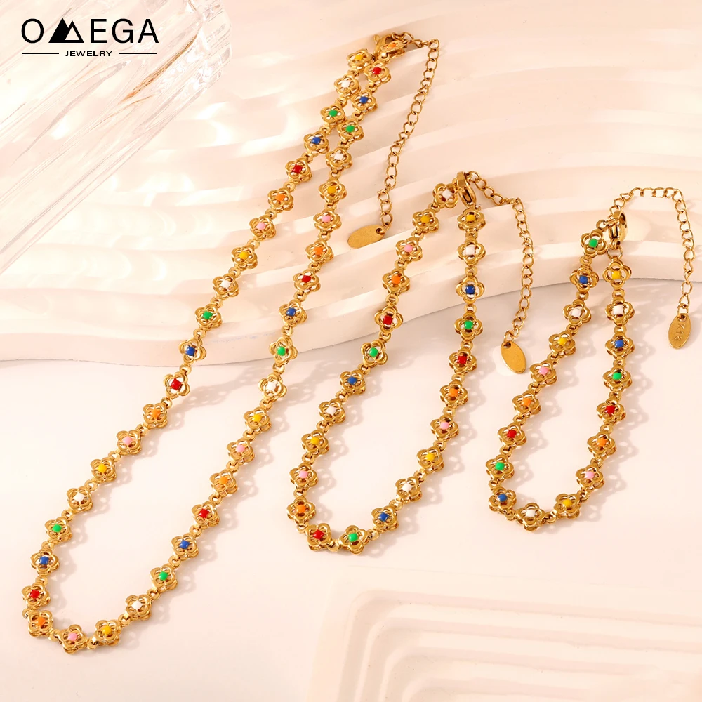 Женское красочное эмалированное ожерелье браслет комплект ножных браслетов