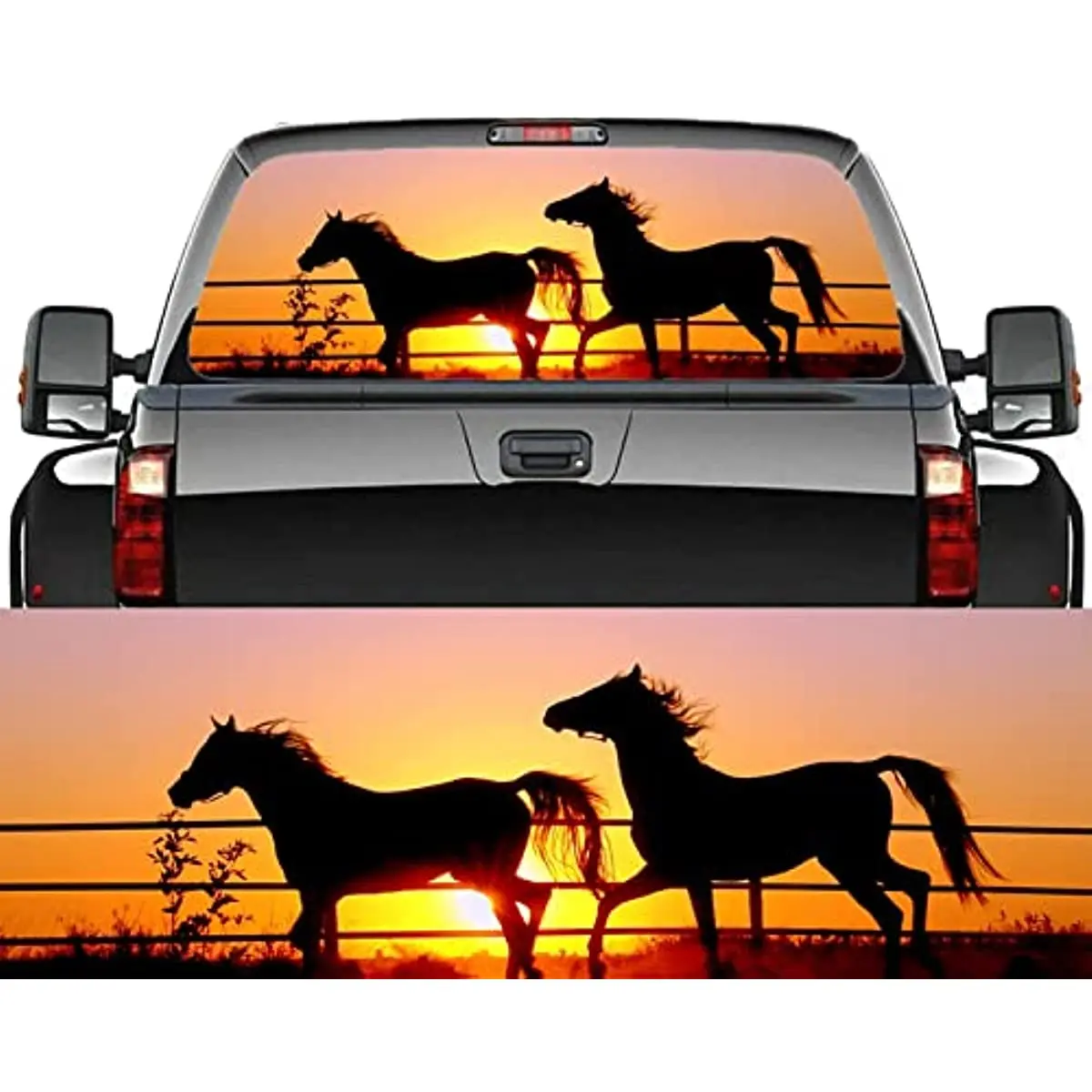 

Truck Decal - Steed Horse Truck Rear Window Stickers For Car Truck SUV Van, Vinyl Wrap Graphic Perforated Film See-Through Net P