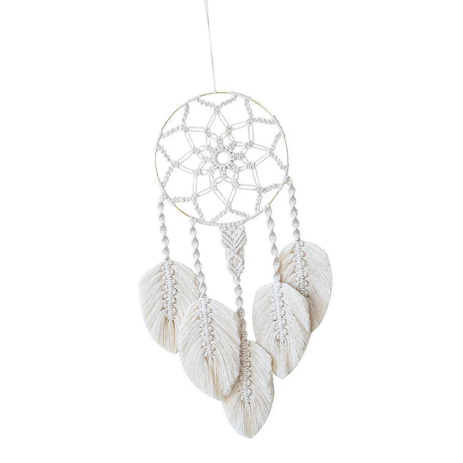 

Boho Wall Tapestry Bohemia Tapestry With Wing Tassel White Cotton Dream Catcher Bedroom Wall Decoration 25.59 X 9.84inch