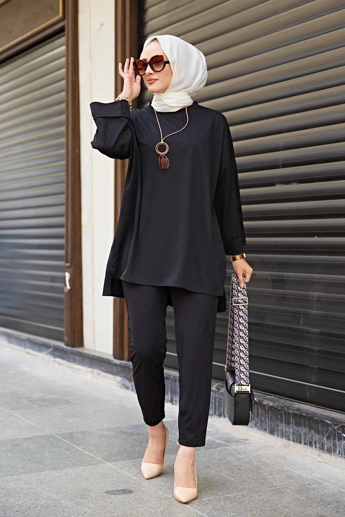 Women's Dual Suit Hijab Kombin Bottom Top Muslim dress hijab Muslim üstleri women suit dress abayas Islamic Turkish Dubai