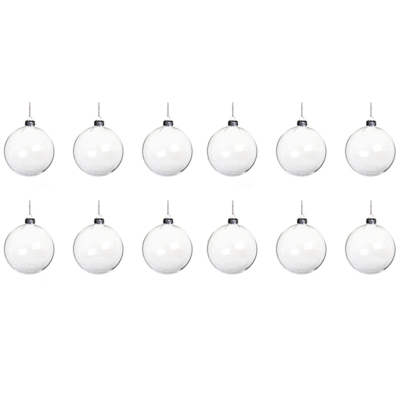 

12Pcs 8Cm DIY Christmas Tree Hanging Ball Transparent Acrylic Ball Clear Plastic Fillable Ball Ornament