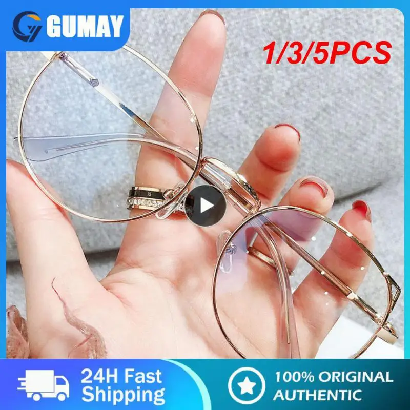 

1/3/5PCS Retro Anti Blue Light Glasses Round Polygonal Metal Frame Women Men Fashion Eyeglasses Unisex Eyewear