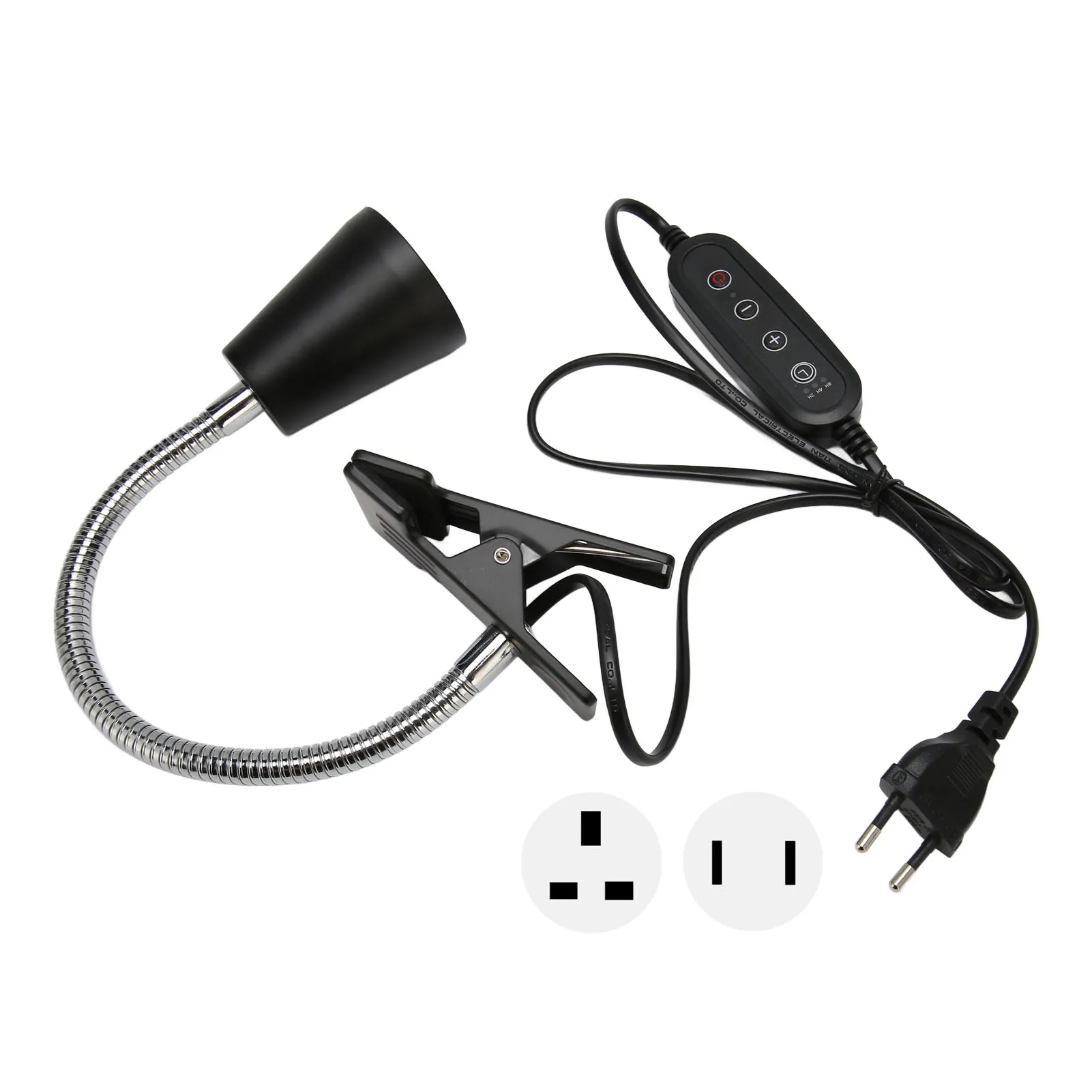 

Reptile Heat Lamp Holder Clip On 360 Degree Rotatable Hose Reptile Heating Light Bulb Fixture with Timer 110‑220V