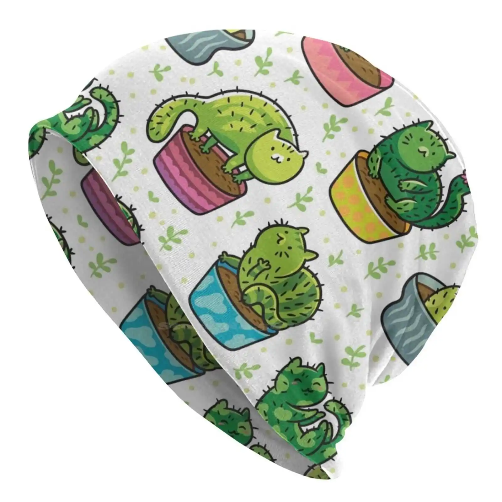 Вязаная Шапка-бини теплая шапка для улицы кактус кошка котенок домашние животные