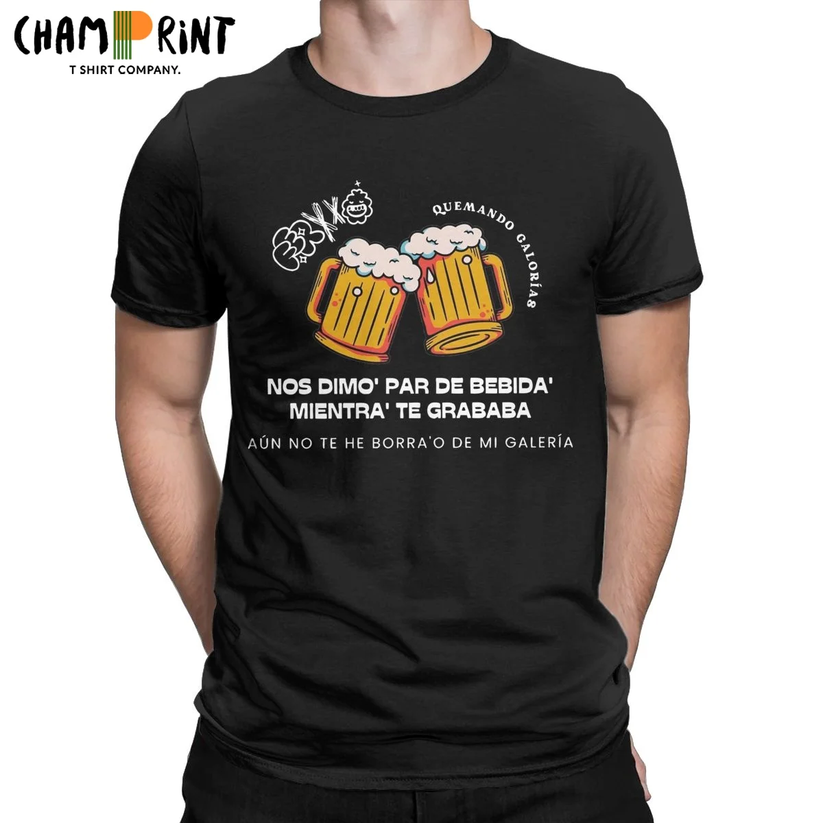 

Feid Ferxxo Burning Calories Men T Shirt Drink Beer Fashion Tee Shirt Short Sleeve O Neck T-Shirts Cotton Summer Clothes