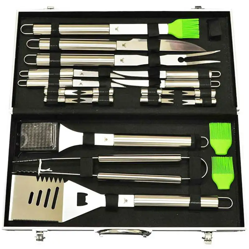 

Stainless-Steel BBQ Tool Kit, Strong, Sturdy, Heavy Duty Grilling Tool Kit in Portable Aluminium Carrying Case, Dishwasher Safe