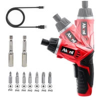 akord cordless power screwdriver rechargeable 7pcs ph bits with rubber sleeve 2pcs magnetic screwdriver bit holders 1pc usb