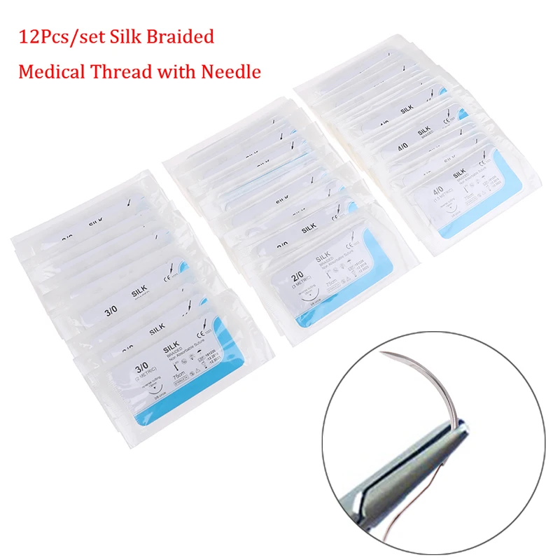 

2/0 3/0 4/0 5/0 Medical Needle Suture Nylon Monofilament Thread Suture Practice Kit Teaching Demonstrations Exercises 6/12Pcs