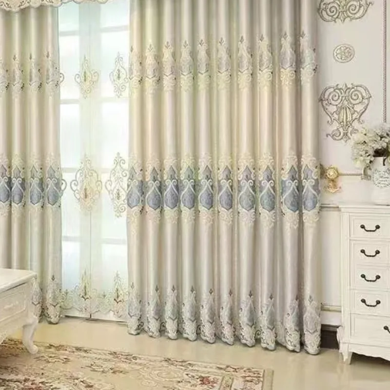 

Living Room Bedroom Villa Custom-made Products Minimalist Scandinavian Royal Tube Embroidered Fabric Curtains Lp