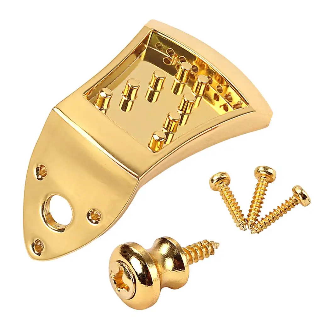 

8 Strings Mandolin Tailpiece for Mandolin Replacement 2.20x1.75x0.35 Inches (L X W) Gold Colored