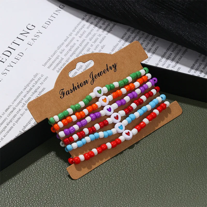 Модный браслет в стиле бохо 6 шт./компл. с бусинами и буквами оригинальный