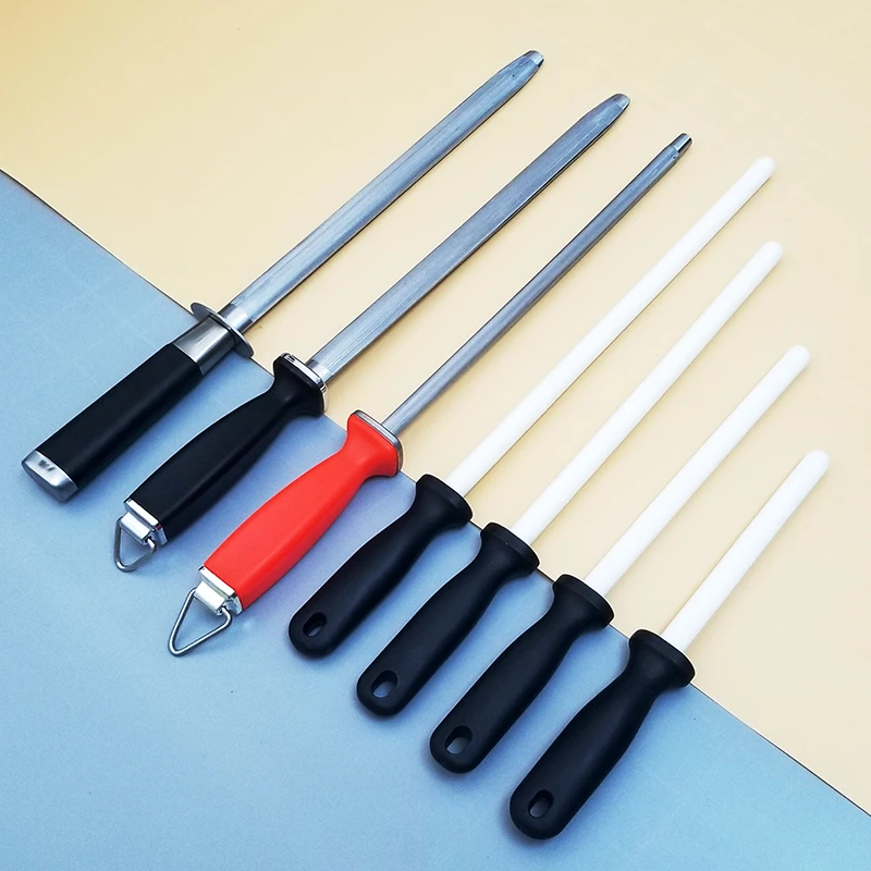 

1pcs 6"/8"/10"/12" knife sharpener Sharpening Ceramic Rod ABS Handle Honing Knife Sharpener for Knives Sharpening steel musat