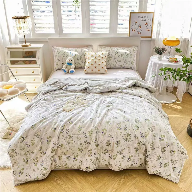 

Summer Quilt Blanket Washed Cotton Quilts Student Dormitory Bedding Printed Breathable Comforter Washable Air Condition Quilt