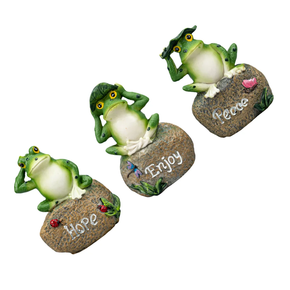 

3 Pcs Frog Ornaments Car Toys Kids Frog Figurines Decorative Items Cars Interior Decoration Resin Bench Ornament Child Kuromi