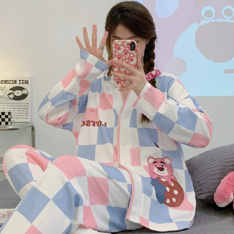 2023 New Arrival Long Sleeve Pajama Sets for Women V-neck Lovely and Fashionable night wears Home Outfit Women pajama Two-piece