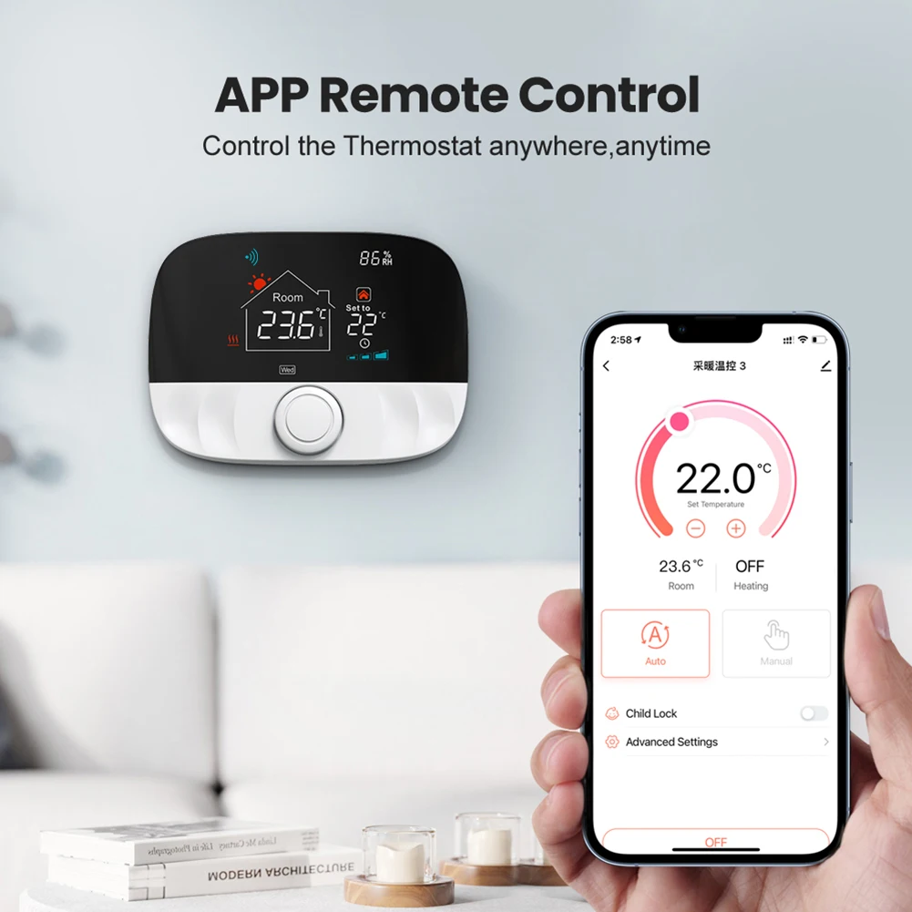 

Термостат газовый Tuya RF433 Программируемый беспроводной умный с Wi-Fi управлением через приложение голосовым управлением для электрических и н...