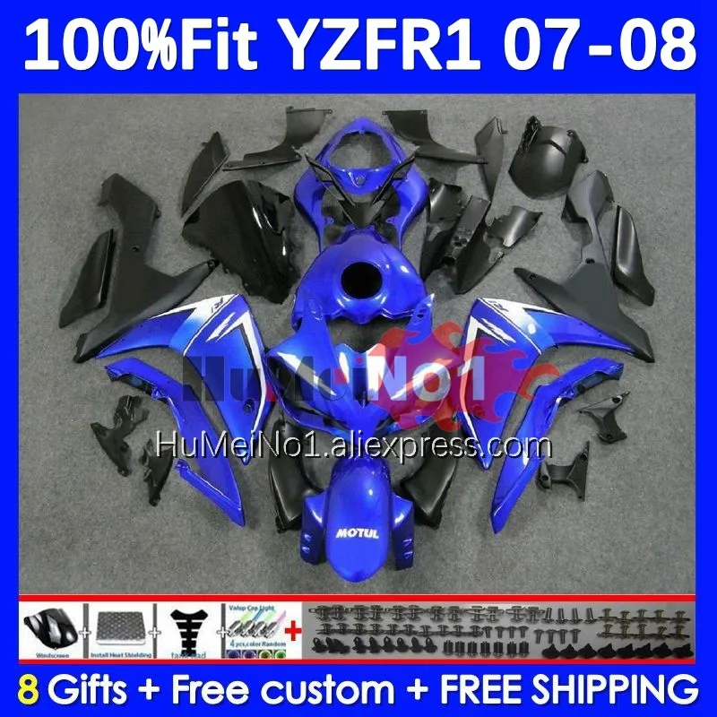 

Литьевая форма для YAMAHA YZF-R1 YZF R1 R 1 YZF 1000 07-08 56No.11, фабричная синяя YZF1000 YZFR1 07 08 YZF-1000 2007 2008 Обтекатели